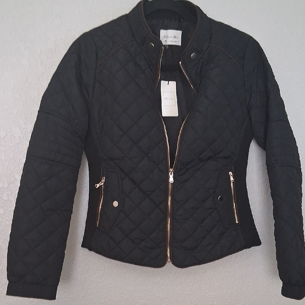 Brand New Black Quilted Bomber Jacket